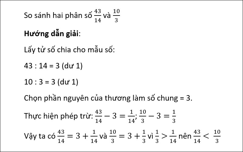 So sánh phần thừa phân số